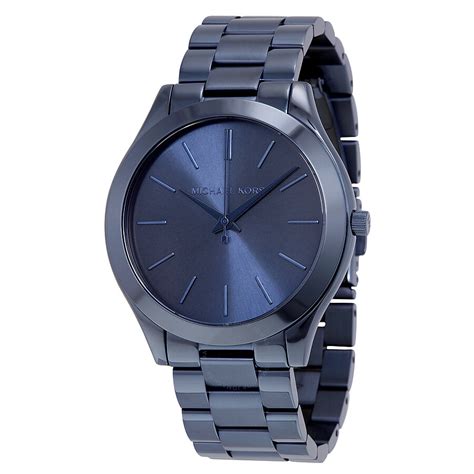 michael kors slim runway watch navy blue|Michael Kors unisex watch.